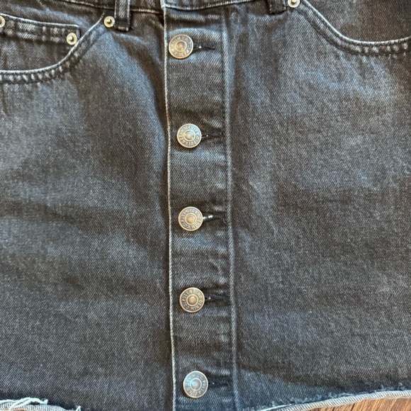 Pull&Bear Black Button-Front Denim Skirt size Small - Picture 2 of 6